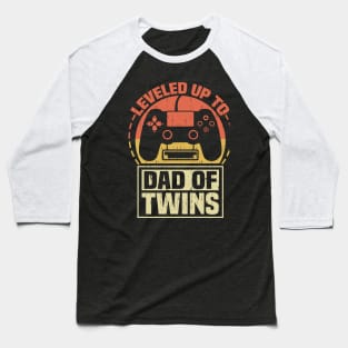 Gamer Dad Fathers Day Leveled Up To Dad Of Twins Vintage Baseball T-Shirt